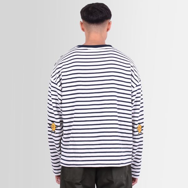 Bram's Fruit Striped Longsleeve T-shirt Wit/Navy