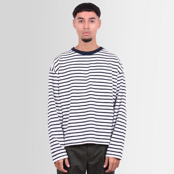 Bram's Fruit Striped Longsleeve T-shirt Wit/Navy