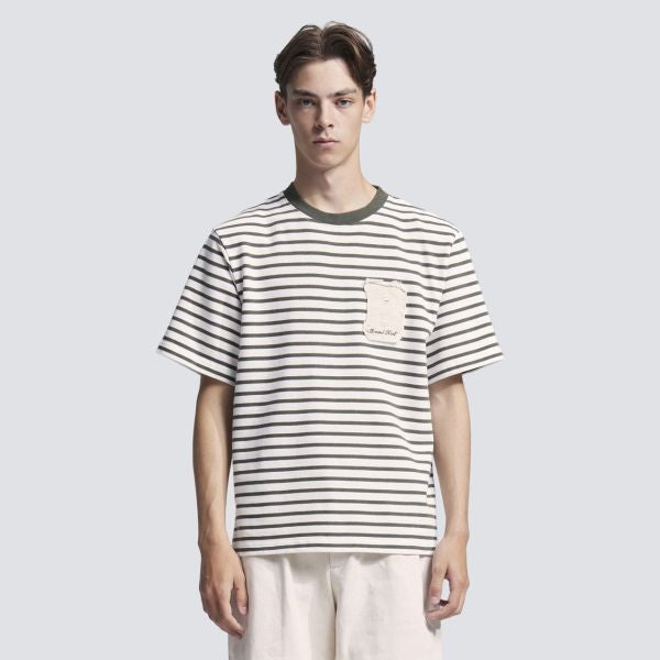 Bram's Fruit Varsity Striped T-shirt Wit/Donker Groen