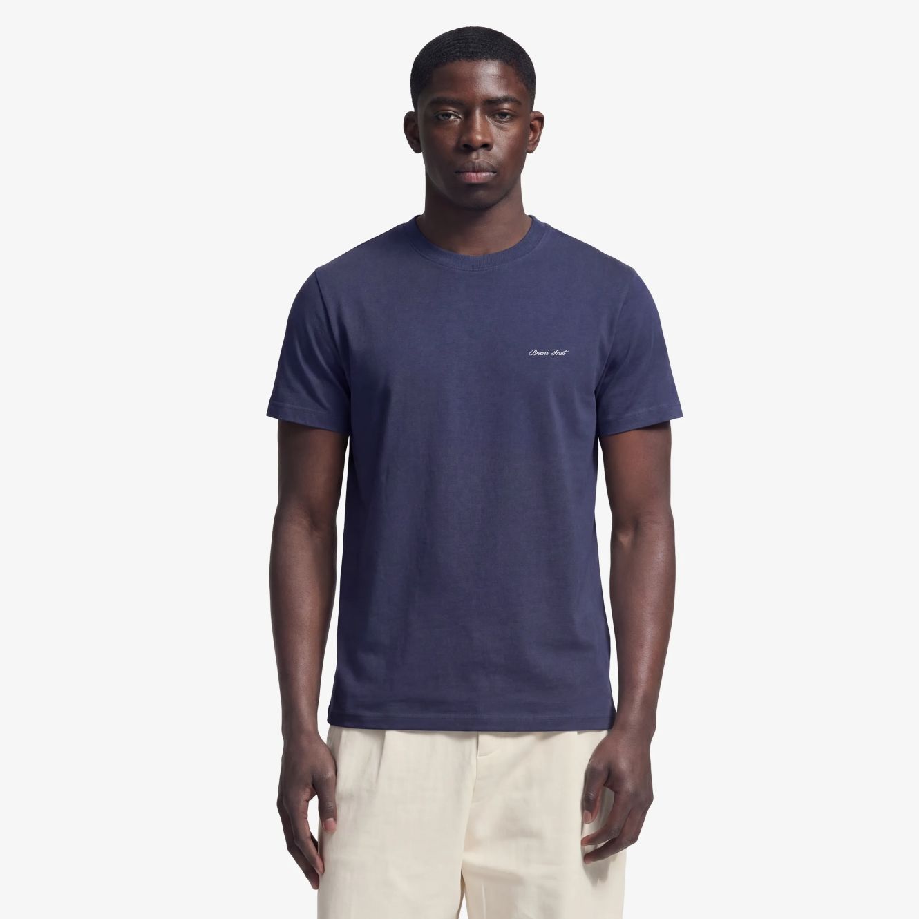 Bram’s Fruit Fitted Script Logo T-shirt Donker Blauw