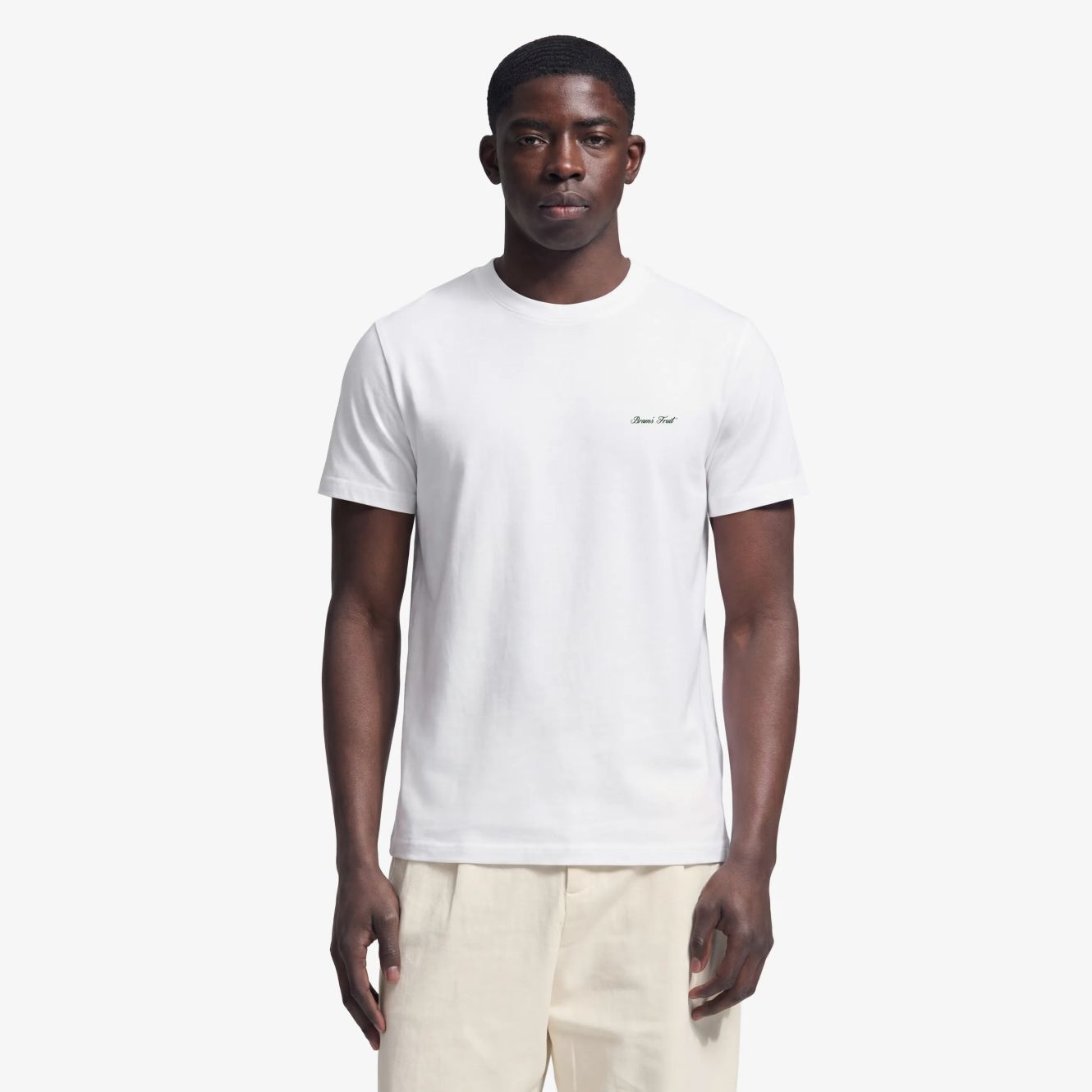 Bram’s Fruit Fitted Script Logo T-shirt Wit