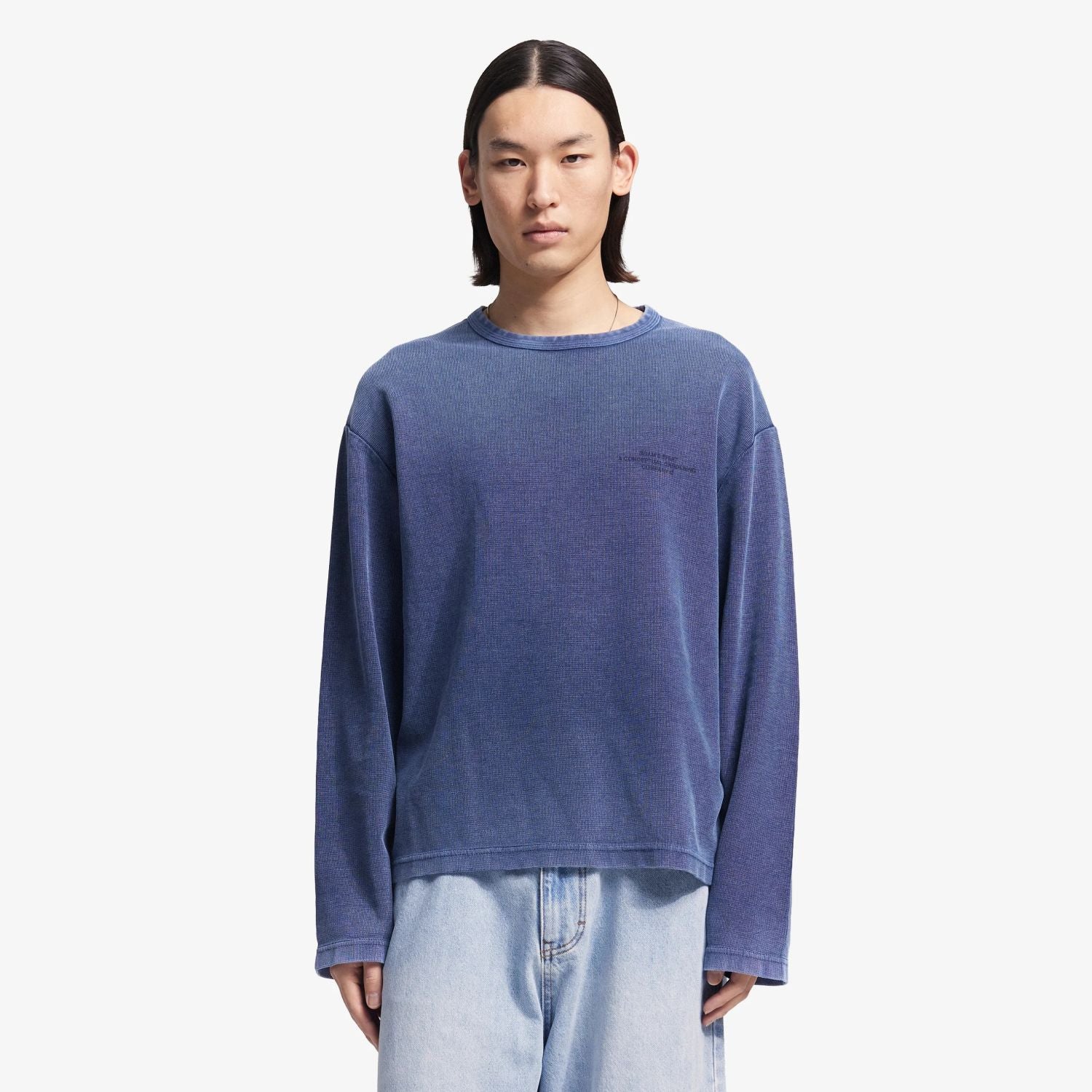 Bram’s Fruit Stamp Waffle Longsleeve T-shirt Donker Blauw