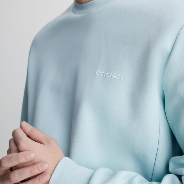 Calvin Klein Micro Logo Sweater Licht Blauw