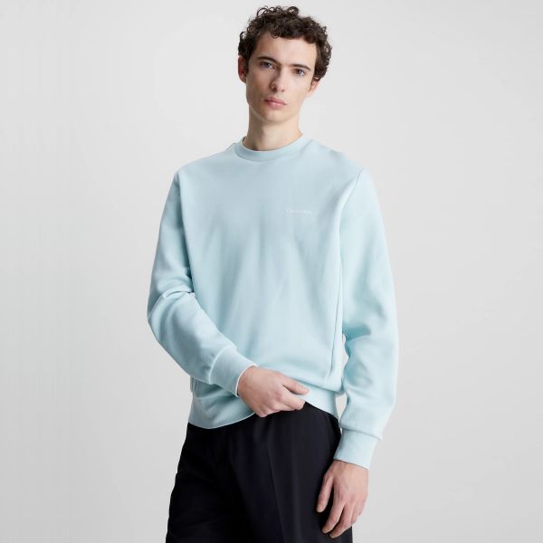 Calvin Klein Micro Logo Sweater Licht Blauw