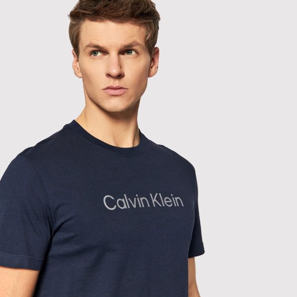 Calvin Klein Raised Striped Logo T-shirt Navy