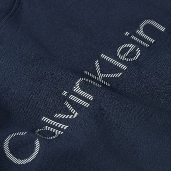 Calvin Klein Raised Striped Logo T-shirt Navy