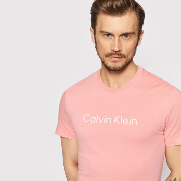 Calvin Klein Raised Striped Logo T-shirt Roze
