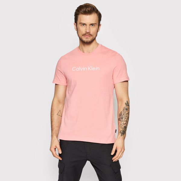 Calvin Klein Raised Striped Logo T-shirt Roze