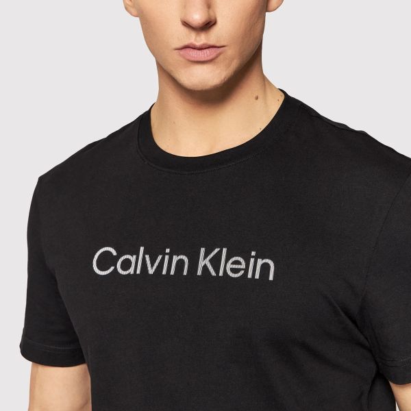 Calvin Klein Raised Striped Logo T-shirt Zwart
