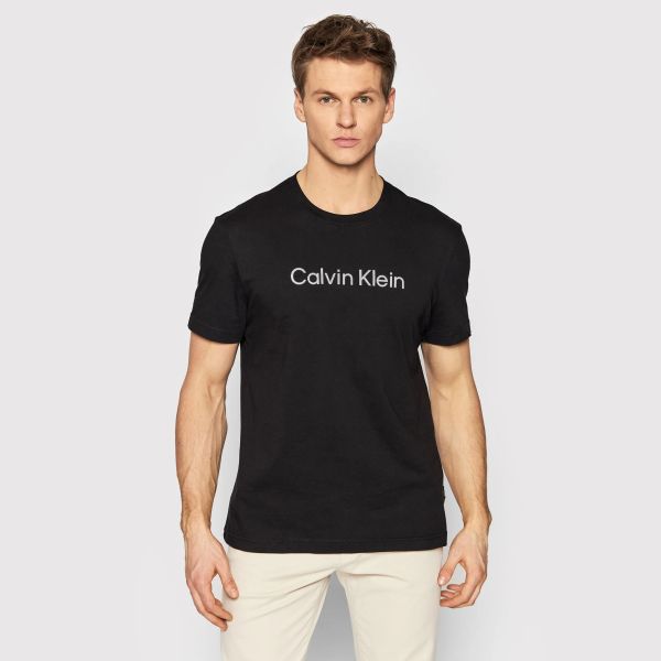 Calvin Klein Raised Striped Logo T-shirt Zwart