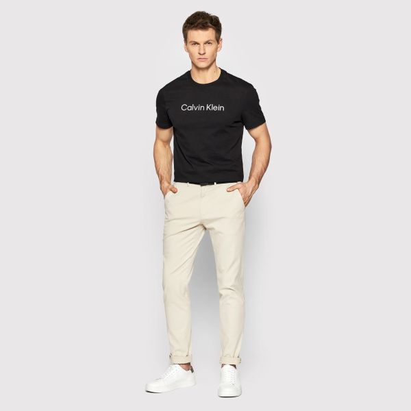 Calvin Klein Raised Striped Logo T-shirt Zwart