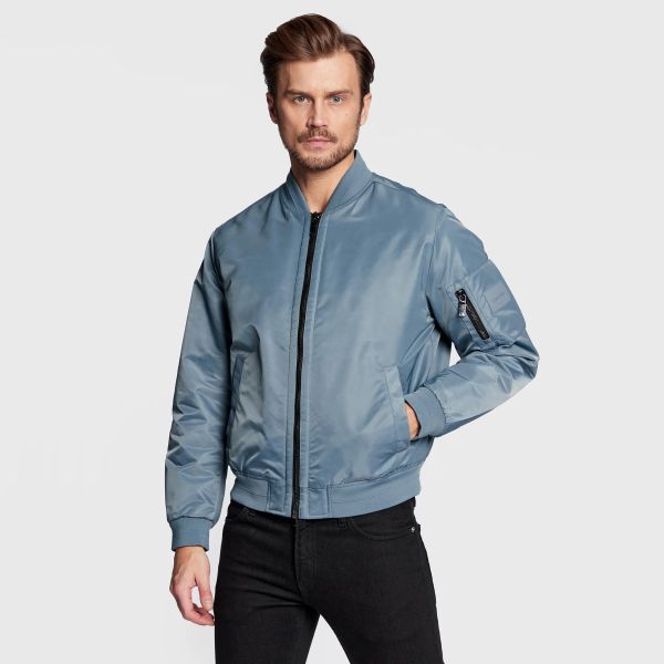 Calvin Klein Satin Bomber Jack Grijs/Blauw