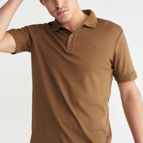 Calvin Klein Smooth Slim Polo Bruin