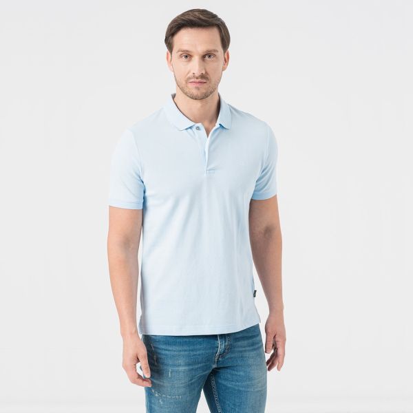 Calvin Klein Stretch Pique Slim Polo Licht Blauw