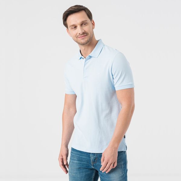Calvin Klein Stretch Pique Slim Polo Licht Blauw