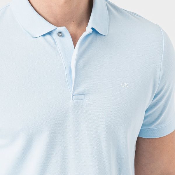 Calvin Klein Stretch Pique Slim Polo Licht Blauw