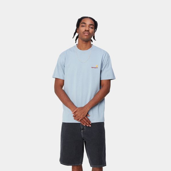 Carhartt American Script T-shirt Licht Blauw