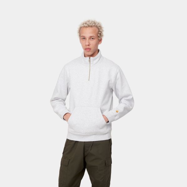 Carhartt Chase Neck Zip Sweater Licht Grijs