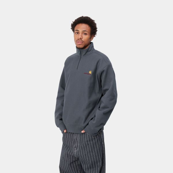 Carhartt Half Zip American Script Sweater Antraciet