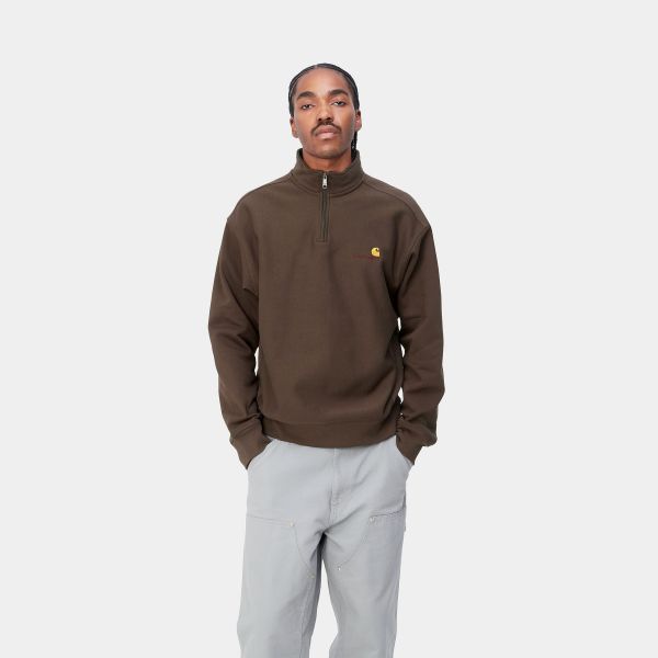 Carhartt Half Zip American Script Sweater Bruin