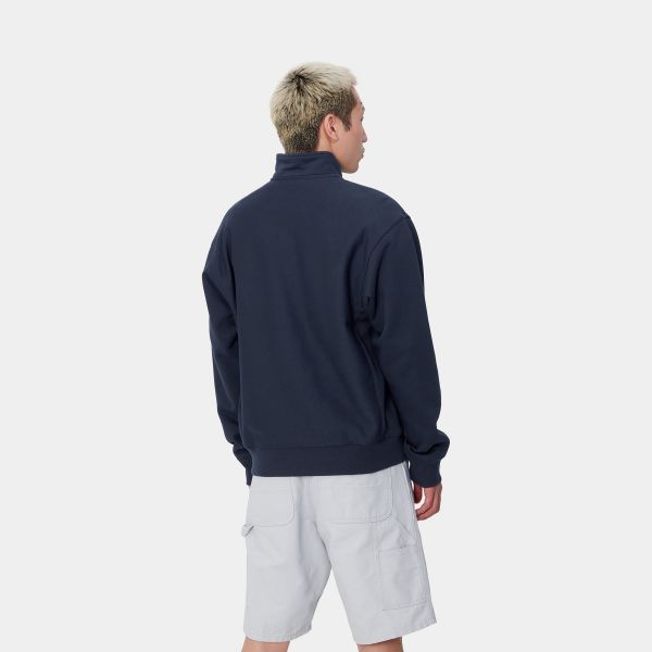 Carhartt Half Zip American Script Sweater Donker Blauw