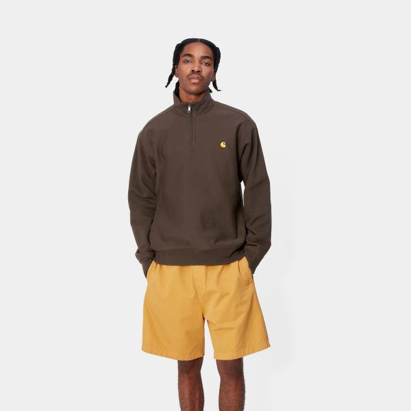 Carhartt Half Zip American Script Sweater Donker Bruin