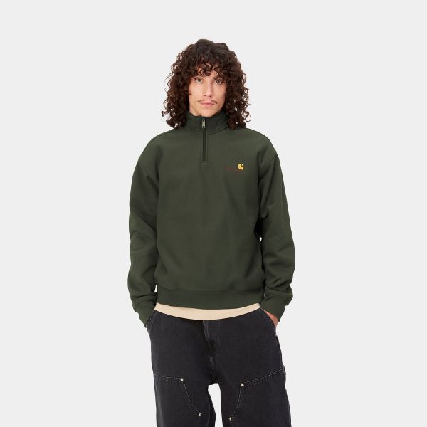 Carhartt Half Zip American Script Sweater Donker Groen