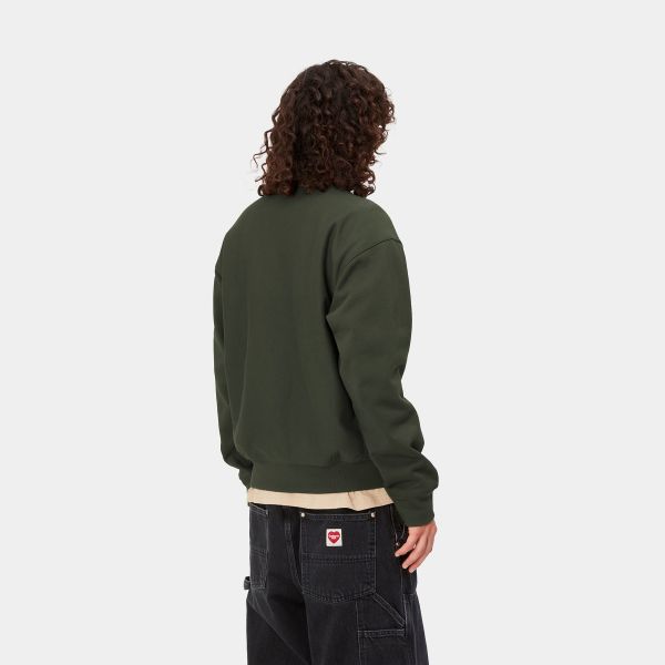 Carhartt Half Zip American Script Sweater Donker Groen