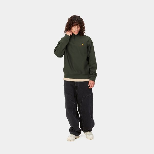 Carhartt Half Zip American Script Sweater Donker Groen