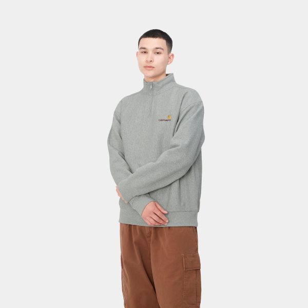 Carhartt Half Zip American Script Sweater Grijs