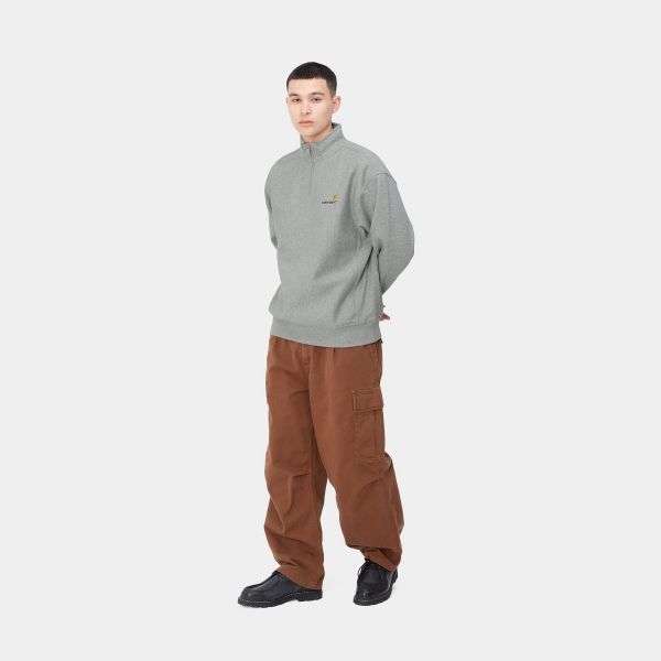 Carhartt Half Zip American Script Sweater Grijs