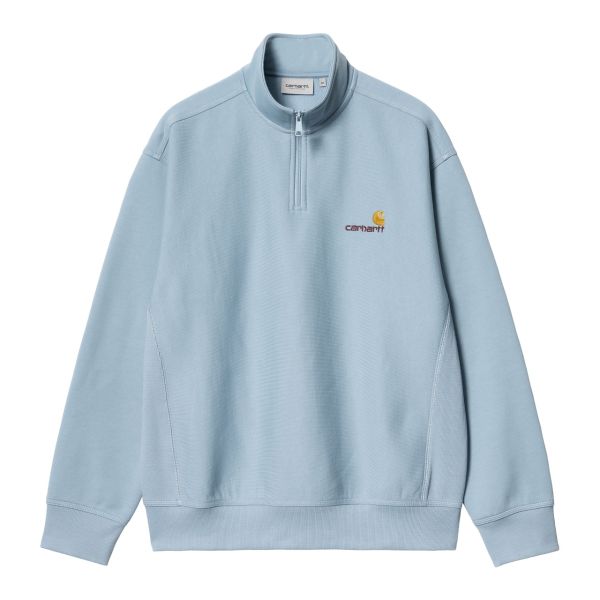 Carhartt Half Zip American Script Sweater Licht Blauw
