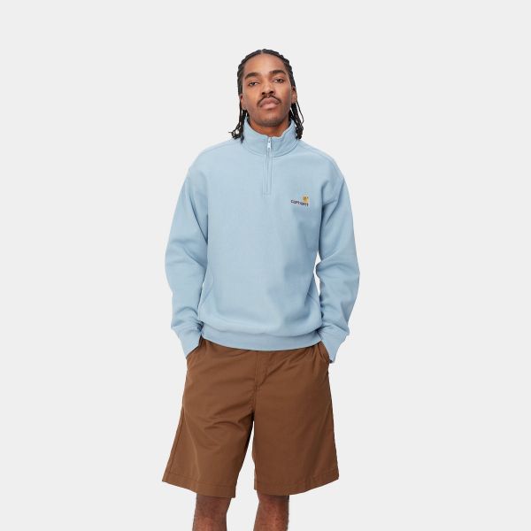 Carhartt Half Zip American Script Sweater Licht Blauw