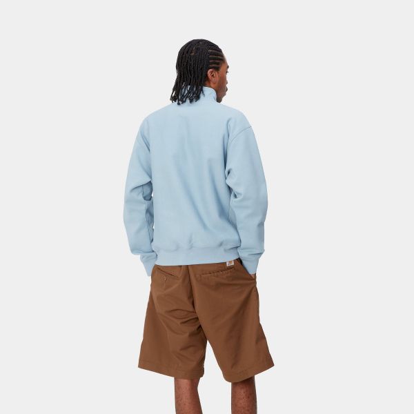 Carhartt Half Zip American Script Sweater Licht Blauw