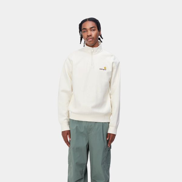 Carhartt Half Zip American Script Sweater Off White