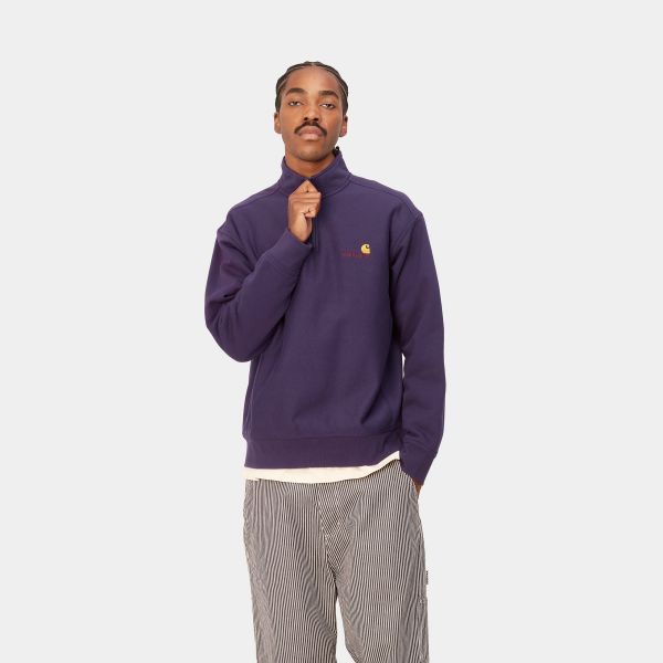 Carhartt Half Zip American Script Sweater Paars