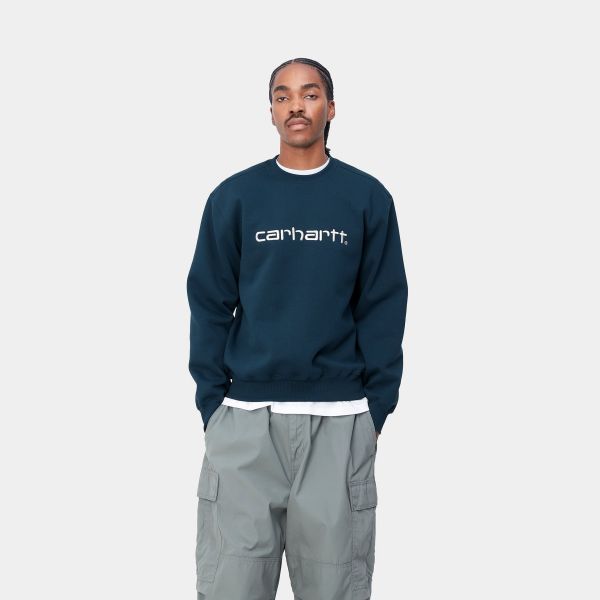 Carhartt Logo Sweater Donker Blauw