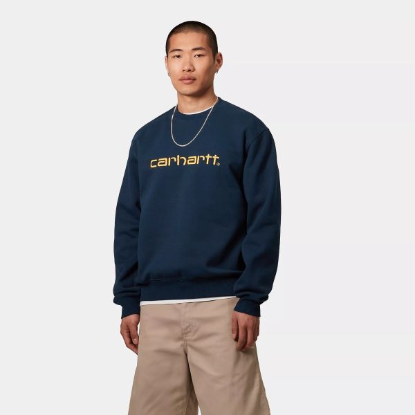 Carhartt WIP Logo Sweater Donker Blauw