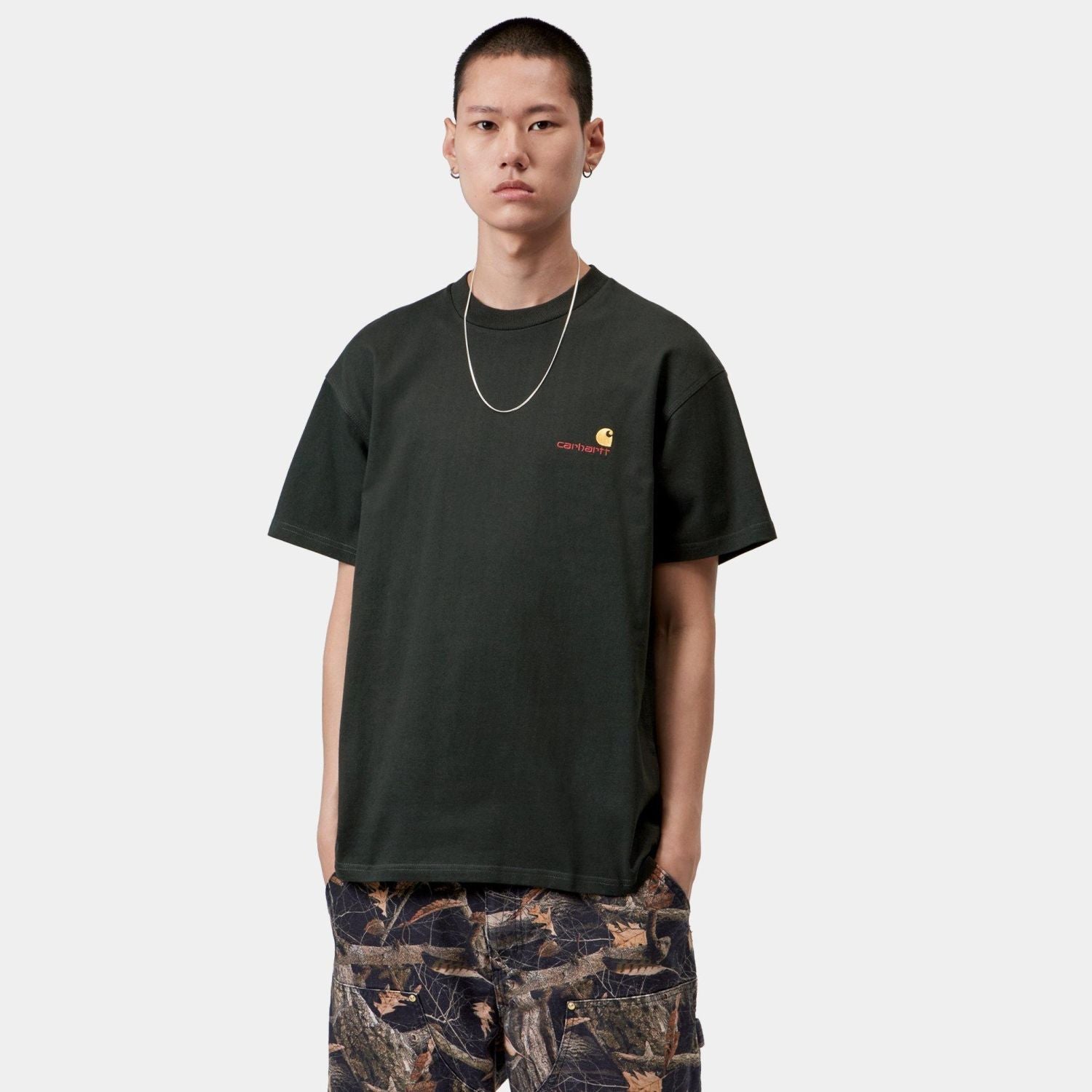 Carhartt WIP American Script T-shirt Donker Groen