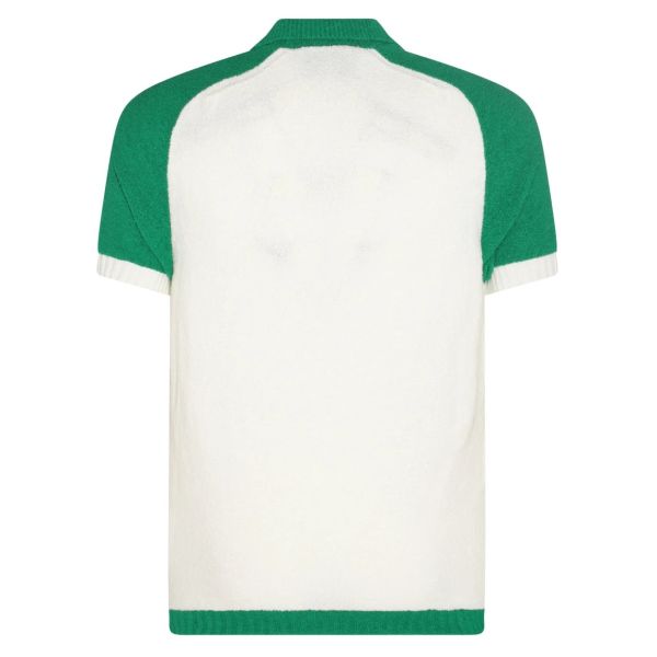 Casablanca Colorblocked Bouclé Polo Wit/Groen