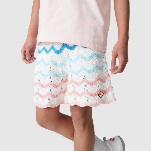 Casablanca Gradient Wave Crochet Korte Broek Wit