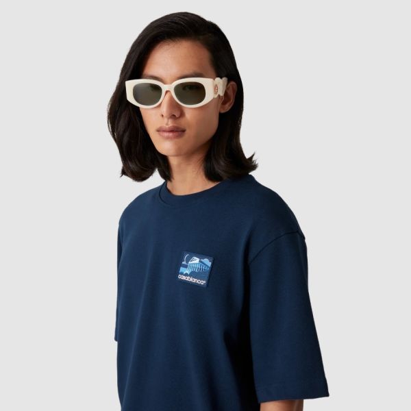 Casablanca Greek Temple T-shirt Navy