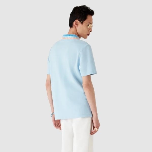Casablanca Knit Pique Polo Licht Blauw