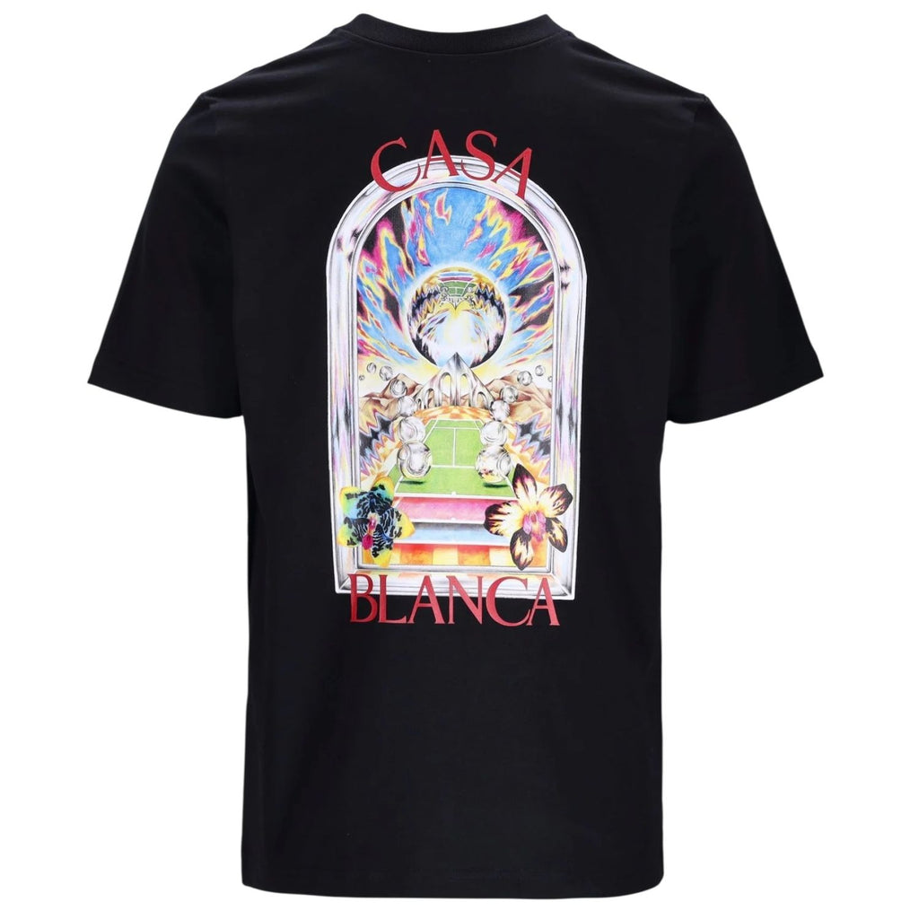 Casablanca Tennis Landscape T-shirt Zwart