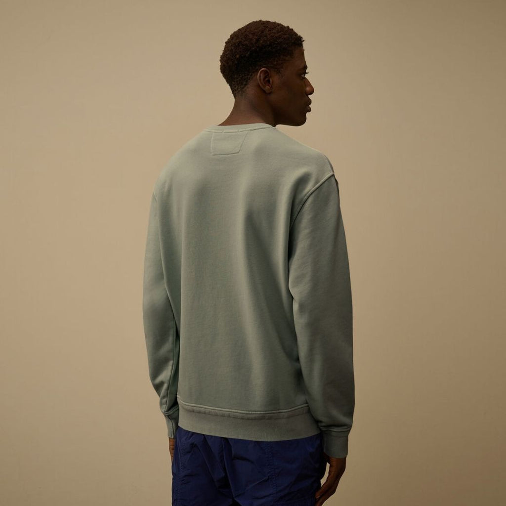 CP Company Cotton Diagonal Fleece Resist Dyed Lens Sweater Licht Blauw