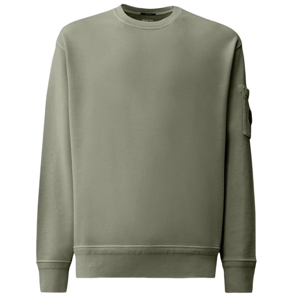 CP Company Cotton Diagonal Fleece Resist Dyed Lens Sweater Licht Blauw