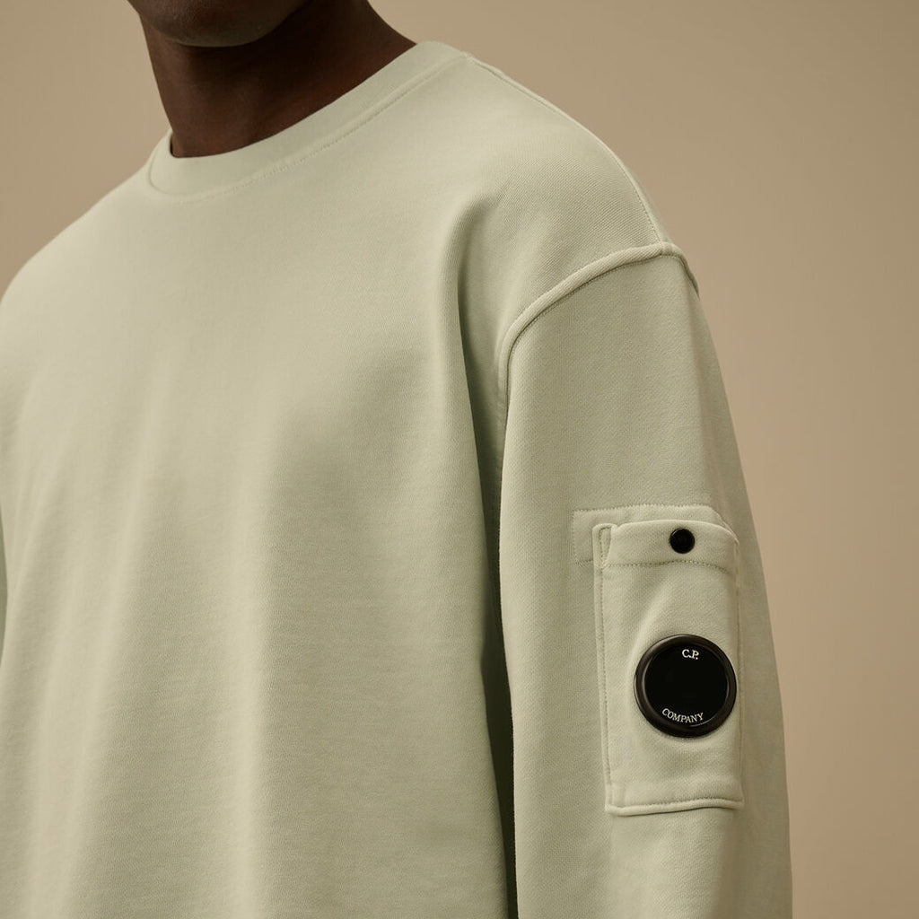 CP Company Cotton Diagonal Fleece Resist Dyed Lens Sweater Mint