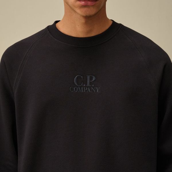 CP Company Diagonal Raised Fleece Logo Sweater Navy