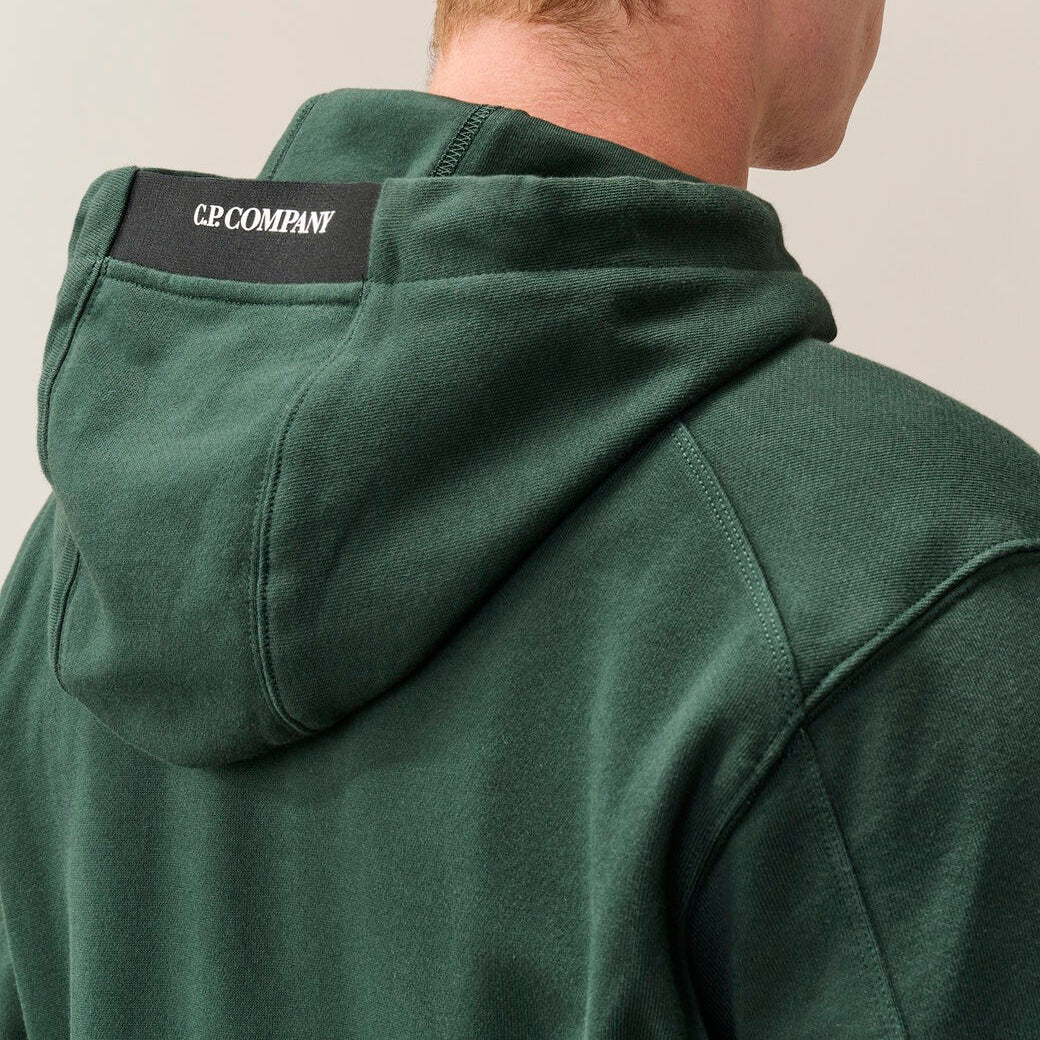 CP Company Diagonal Raised Fleece Lens Hoodie Donker Groen
