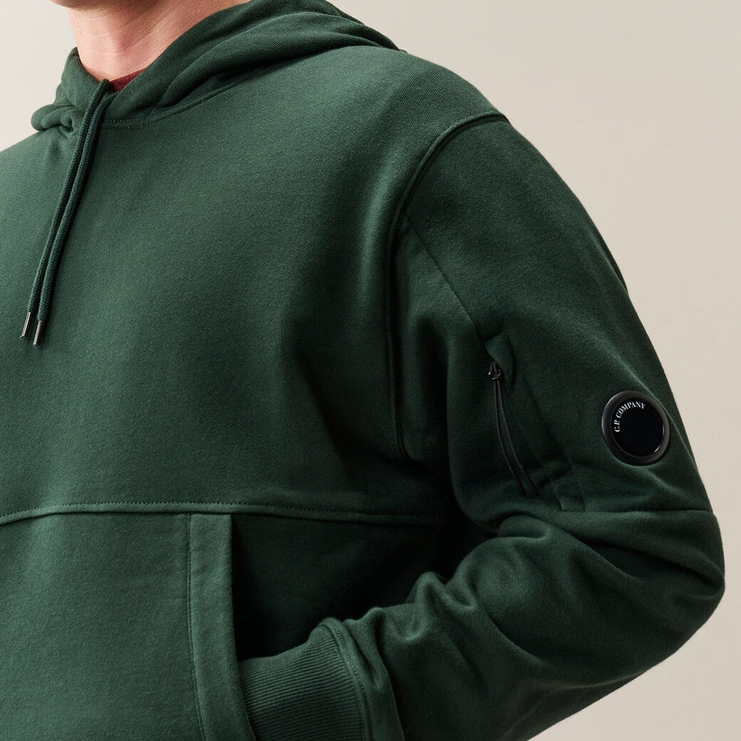 CP Company Diagonal Raised Fleece Lens Hoodie Donker Groen